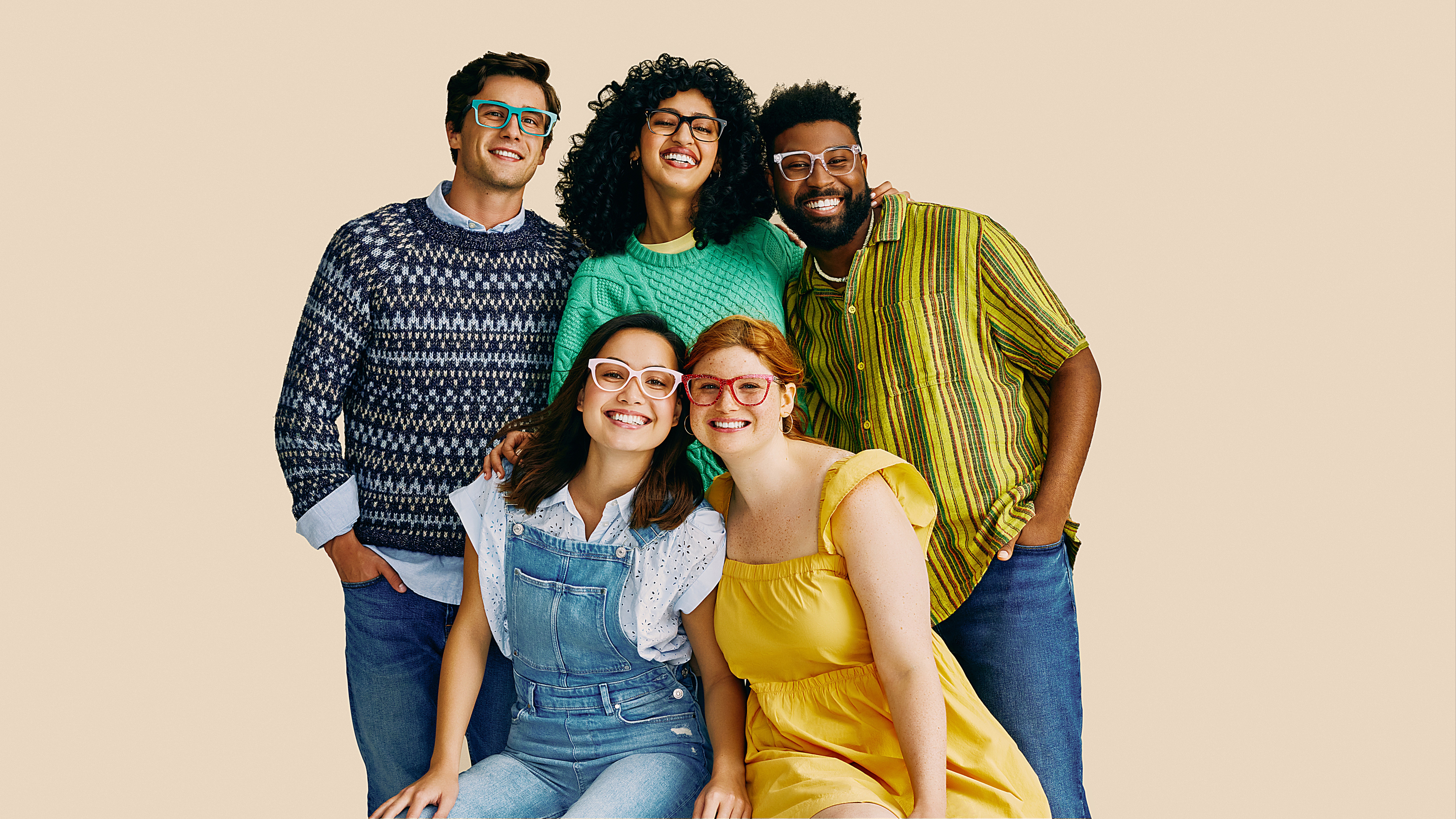 Group Model Shot - On Tan Background