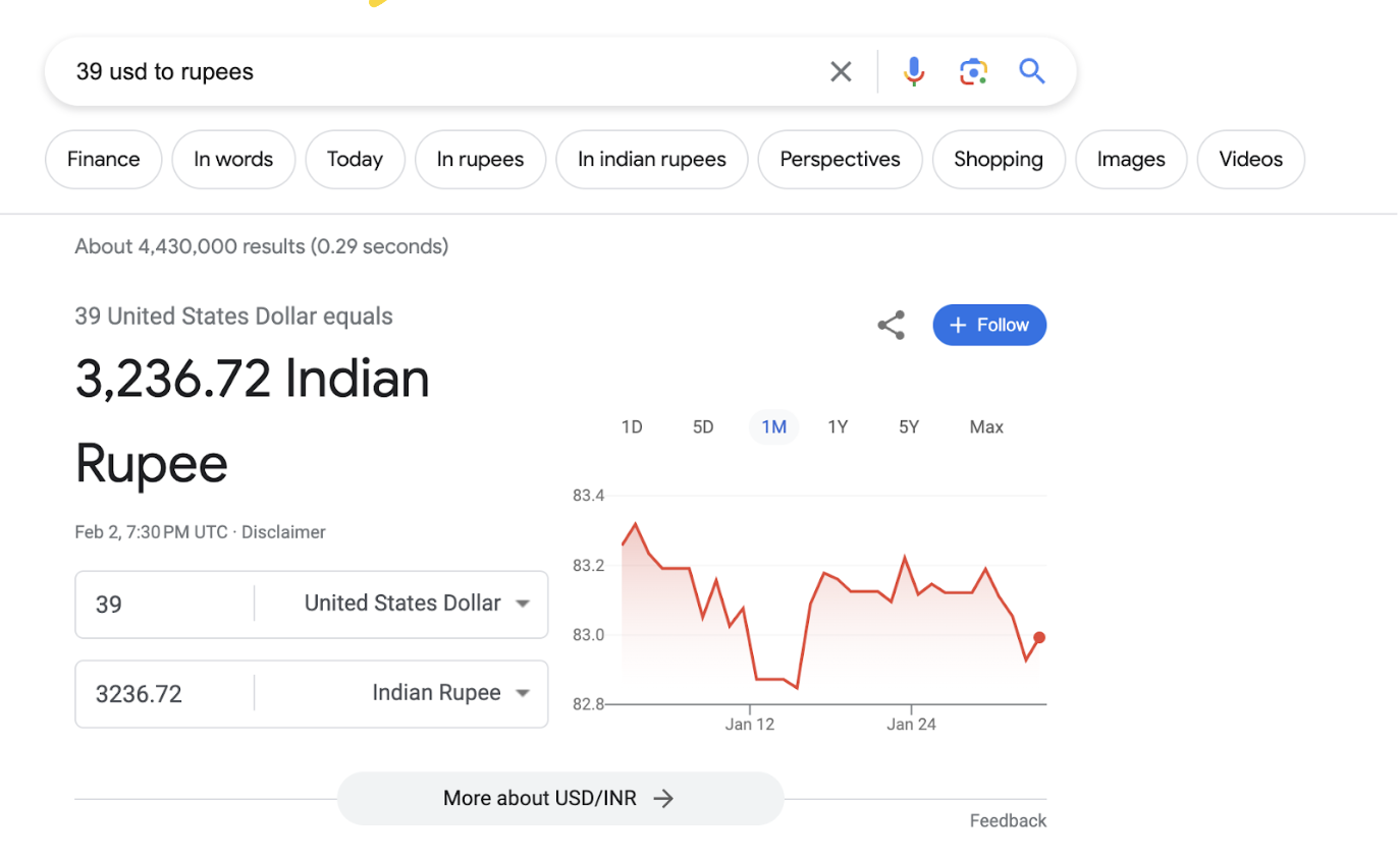 Indian Rupee to USD