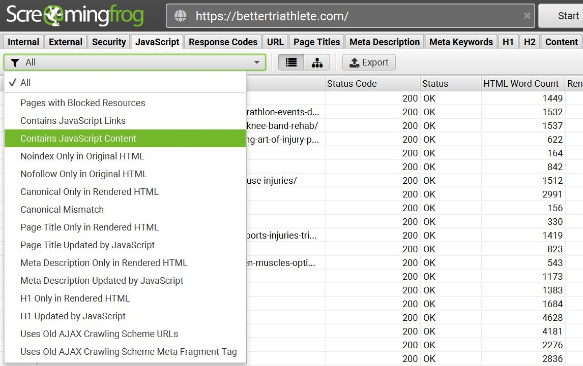 Technical audits in Screaming Frog (Source)