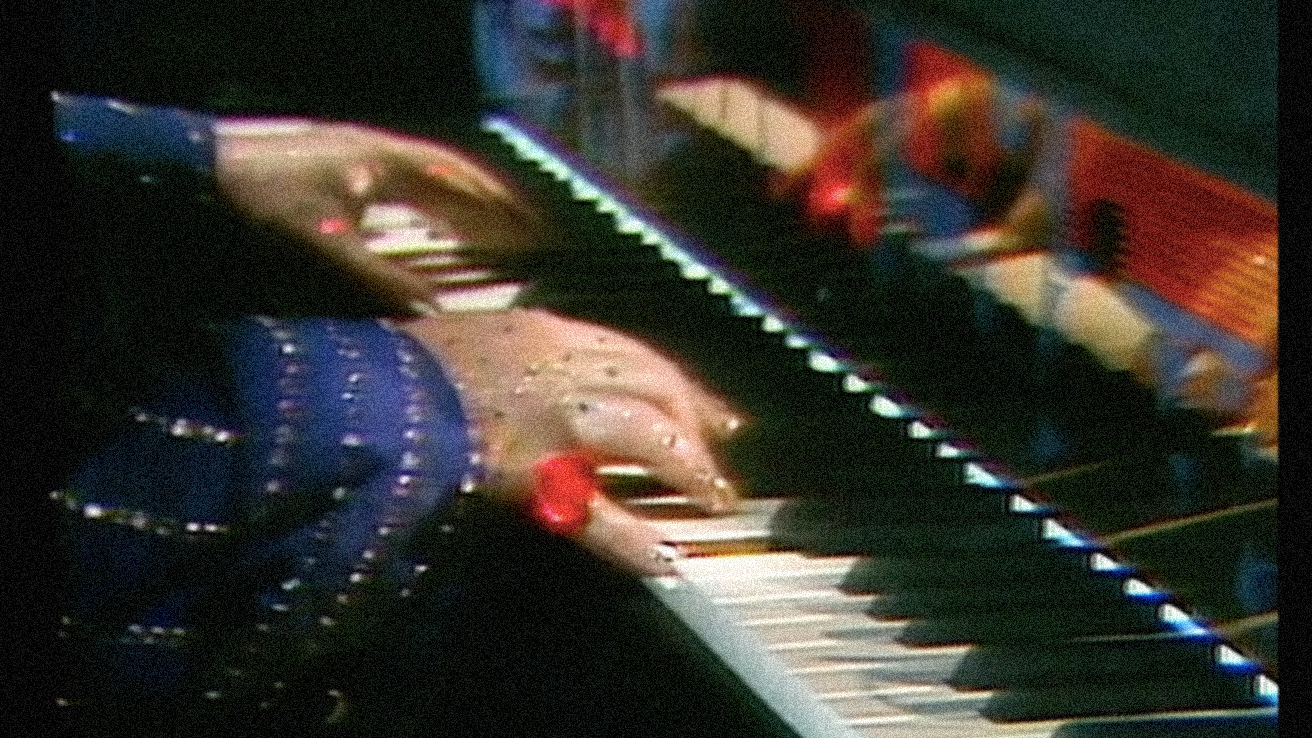 “Blue” Gene Tyranny in still from Robert Ashley, Perfect Lives, 1978. Produced in collaboration with Carlota Schoolman for The Kitchen. Courtesy of Dean Winkler.