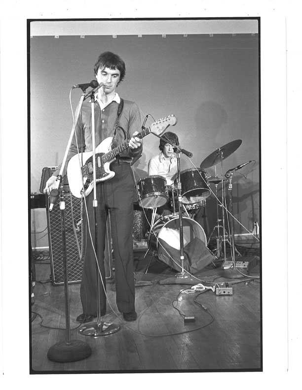 David Byrne performing with Talking Heads at the Kitchen, 1976. Photo by Kathy Landman. 