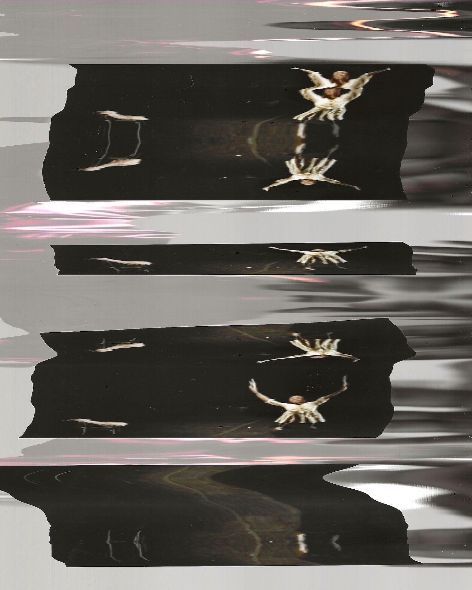 A.J. McClenon, Inspirited by For J.B. & 3B49, 2022. Collages with video stills from recording of Blondell Cummings, For J.B. and 3B49 at The Kitchen, November 30–December 3, 1989.