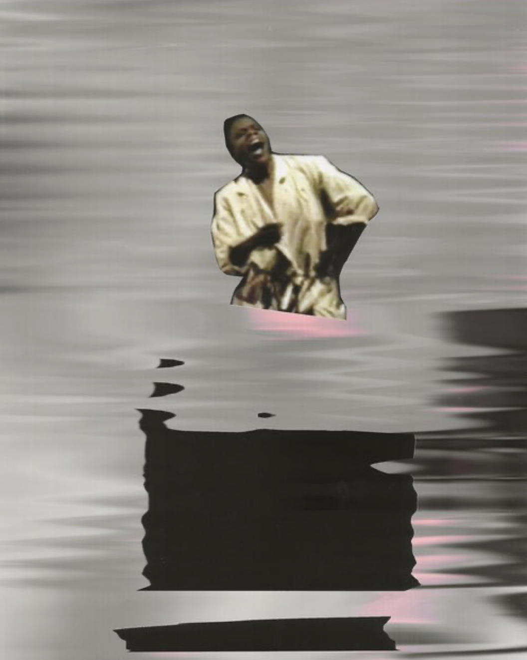 A.J. McClenon, Inspirited by For J.B. & 3B49, 2022. Collage with video still from recording of Blondell Cummings, 3B49 at The Kitchen, November 30–December 3, 1989.