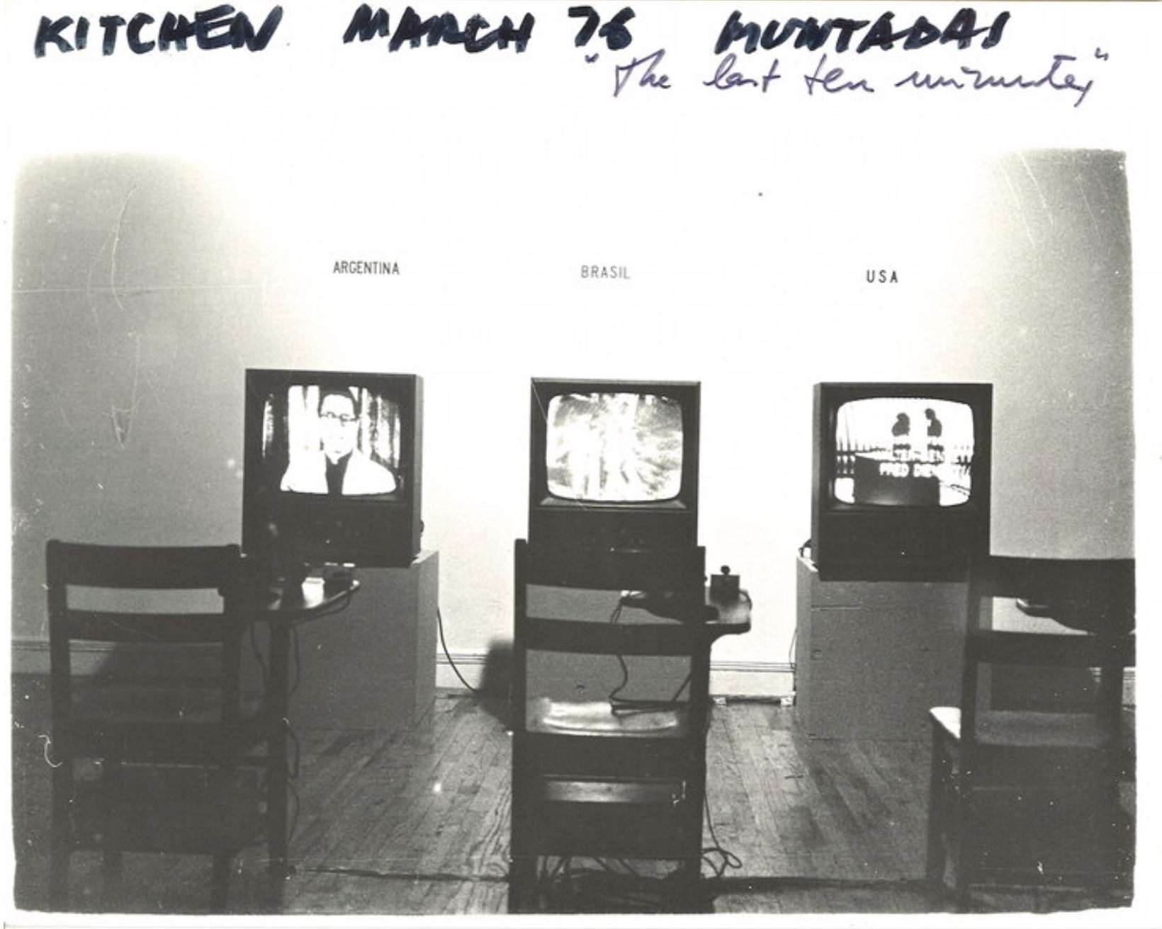 Antoni Muntadas, The Last Ten Minutes, 1976. Installation view at The Kitchen. Photo by Antoni Muntadas.