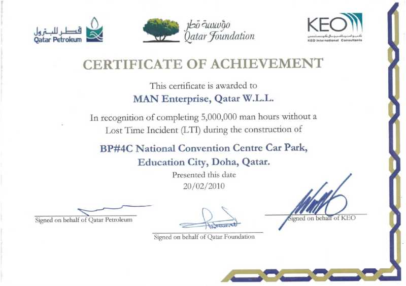 Certificate of Achievement -NCCP