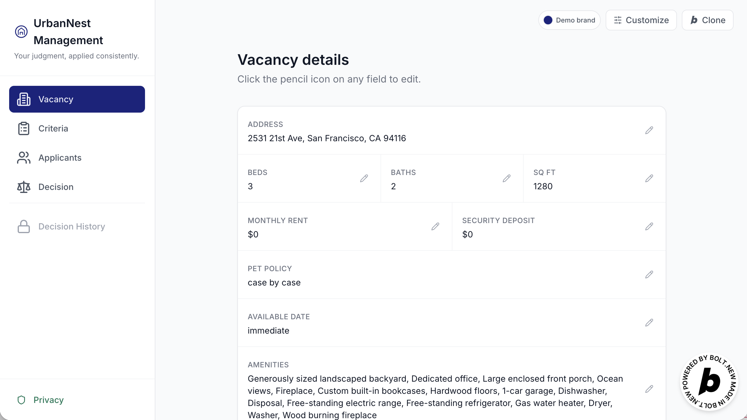 Tenant screening portal template