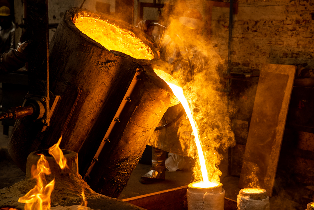 hot steel pouring