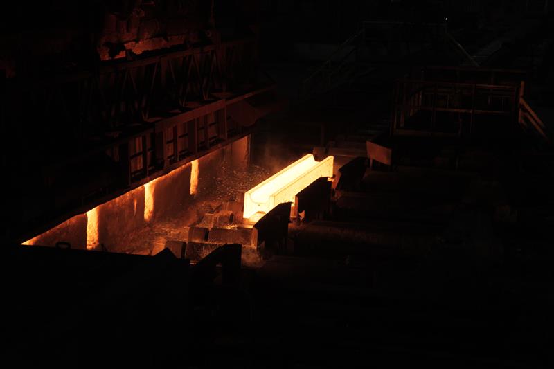 Nucor steel beam at NYS rolling mill