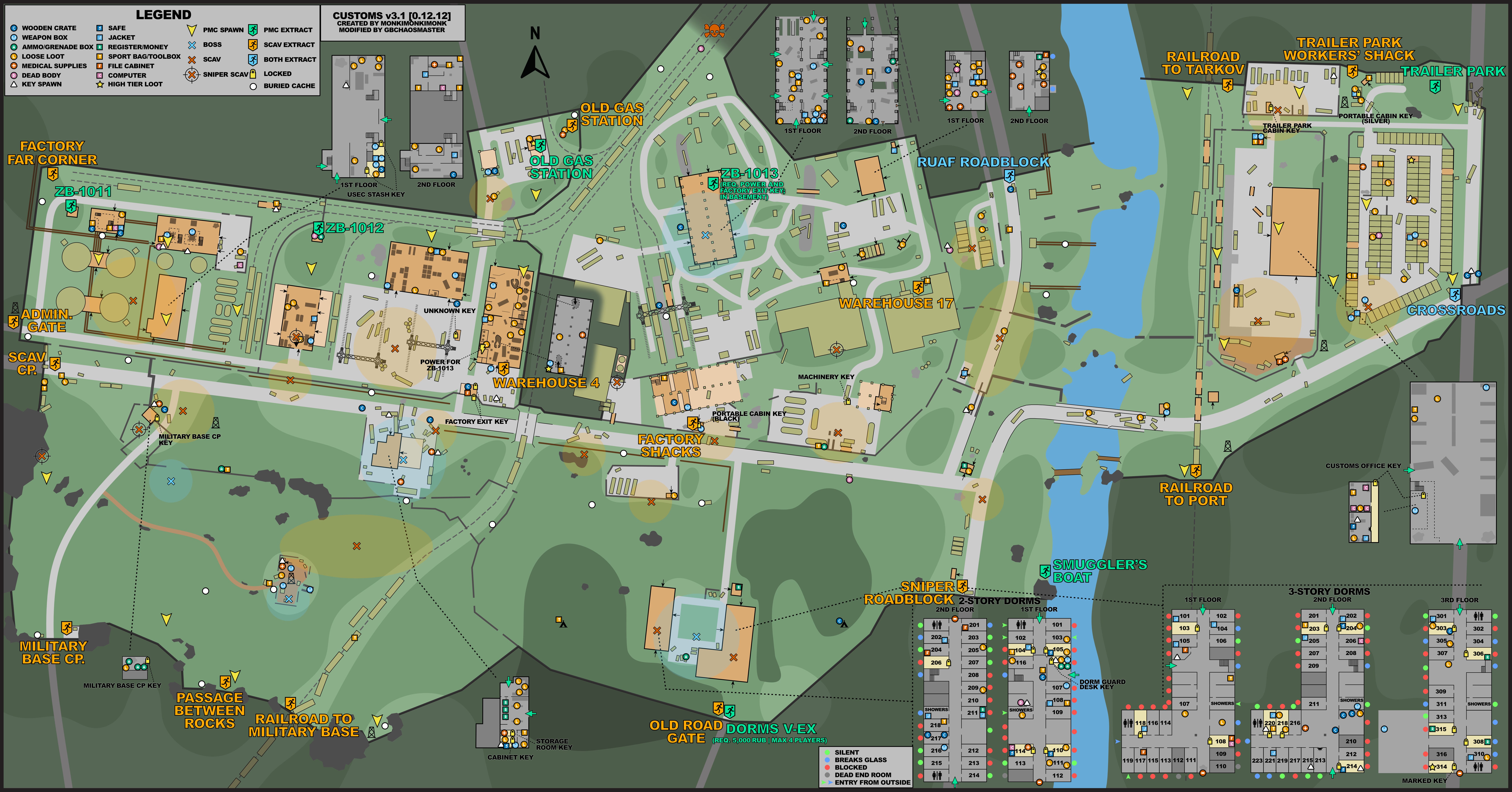 Escape From Tarkov Factory Map - EFT Loot and extraction points