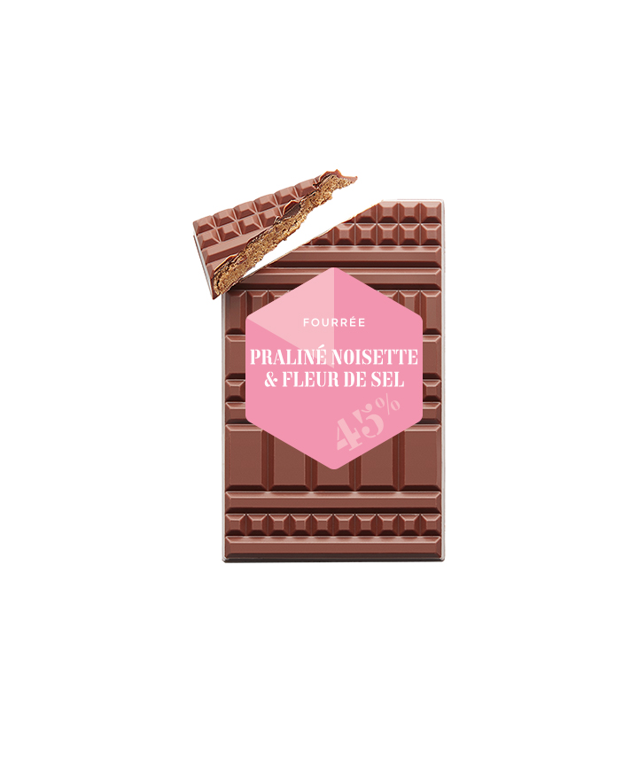 Tablette de chocolat Praliné amande et noisette - Basile & Téa