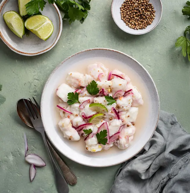 Ceviche péruvien et Leche de tigre : gourmandise au rendez-vous