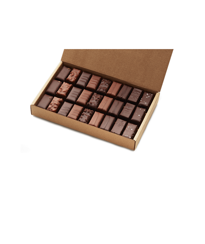 Valrhona: 15 pralines au chocolat noir ✓ Boîte cadeau