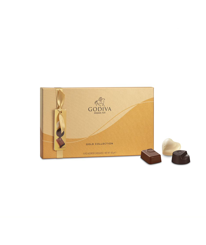 Coffret cadeau doré chocolat - 15 pièces Godiva