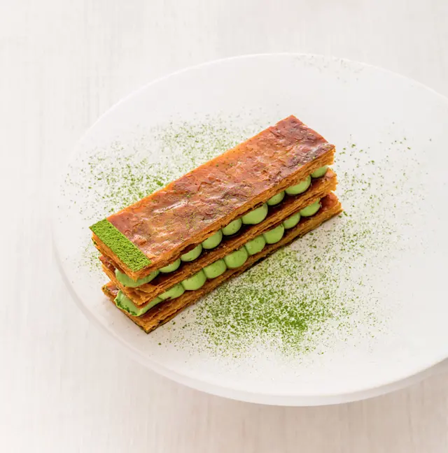 Mille-feuille au thé matcha Jugetsudo : Une version gourmande et originale