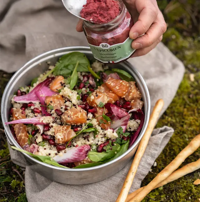 La salade de l'été : Quinoa, Saumon & Houmous