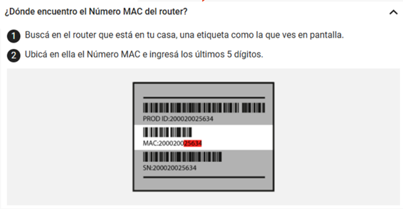 Numero MAC del router
