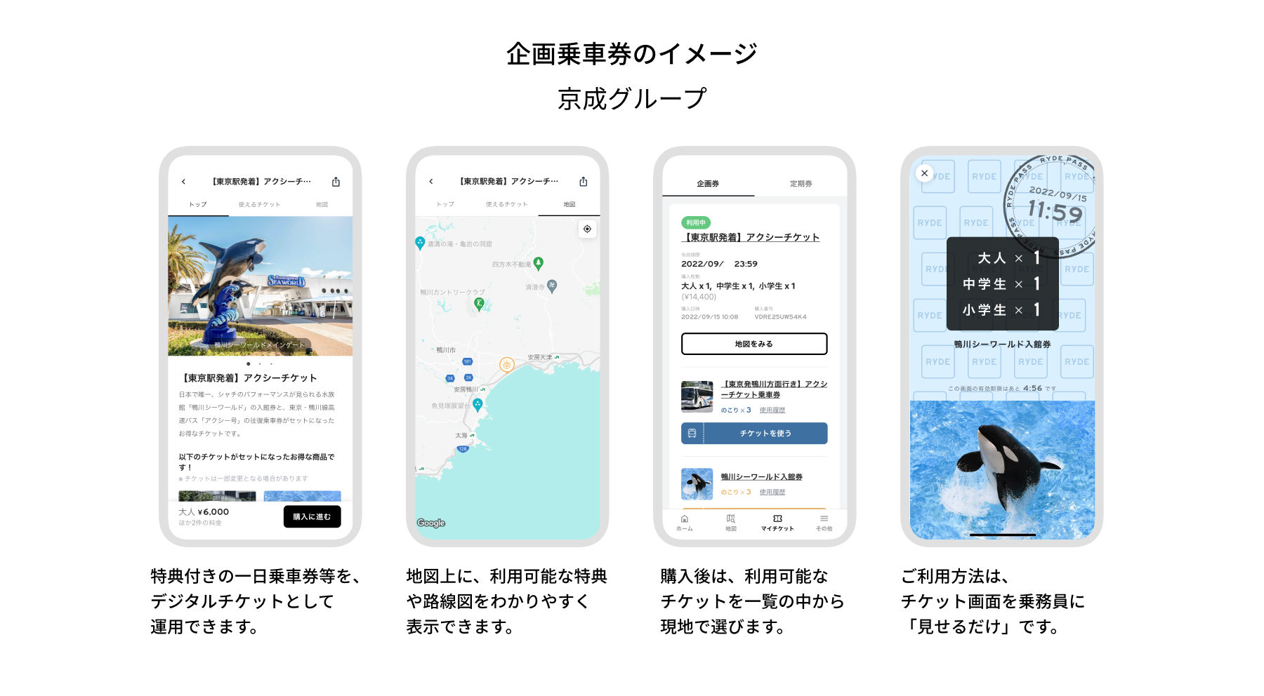 アクシーチケット」をRYDE PASSで発売開始 ～東京駅発！鴨川シーワールドの入館チケット付きのお得な往復バス乗車券～ | お知らせ |  RYDE株式会社