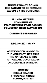 Upholstered Bench Law Label