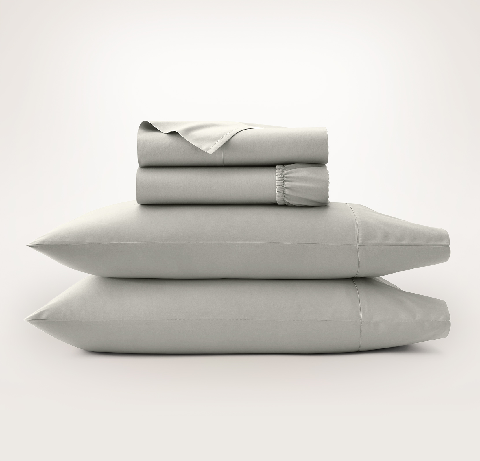 Signature Hemmed Sheet Set - Pewter - Side Stack