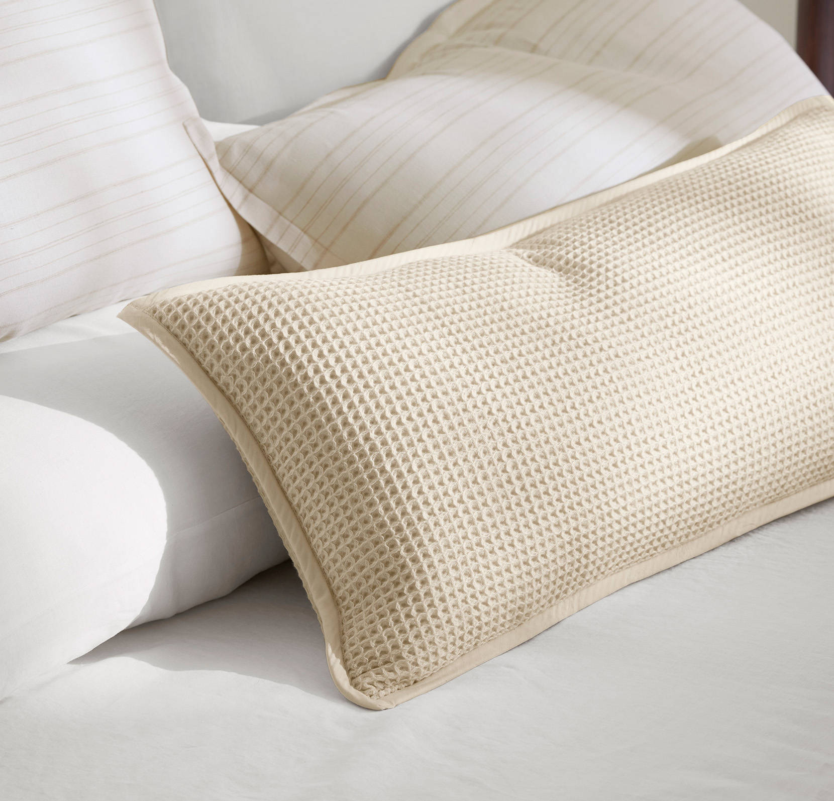 Waffle Throw Pillow Cover in Beige