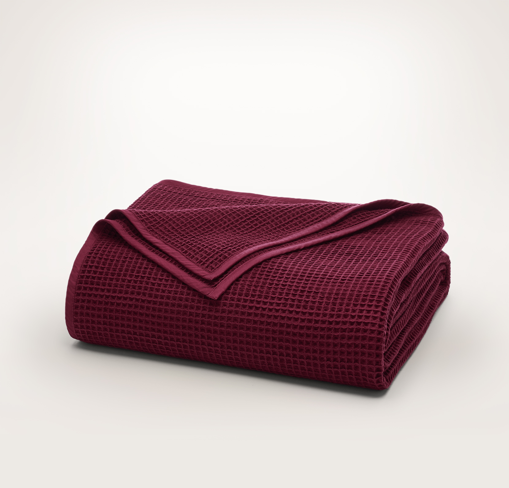 Waffle Bed Blanket - Cranberry - Overhead