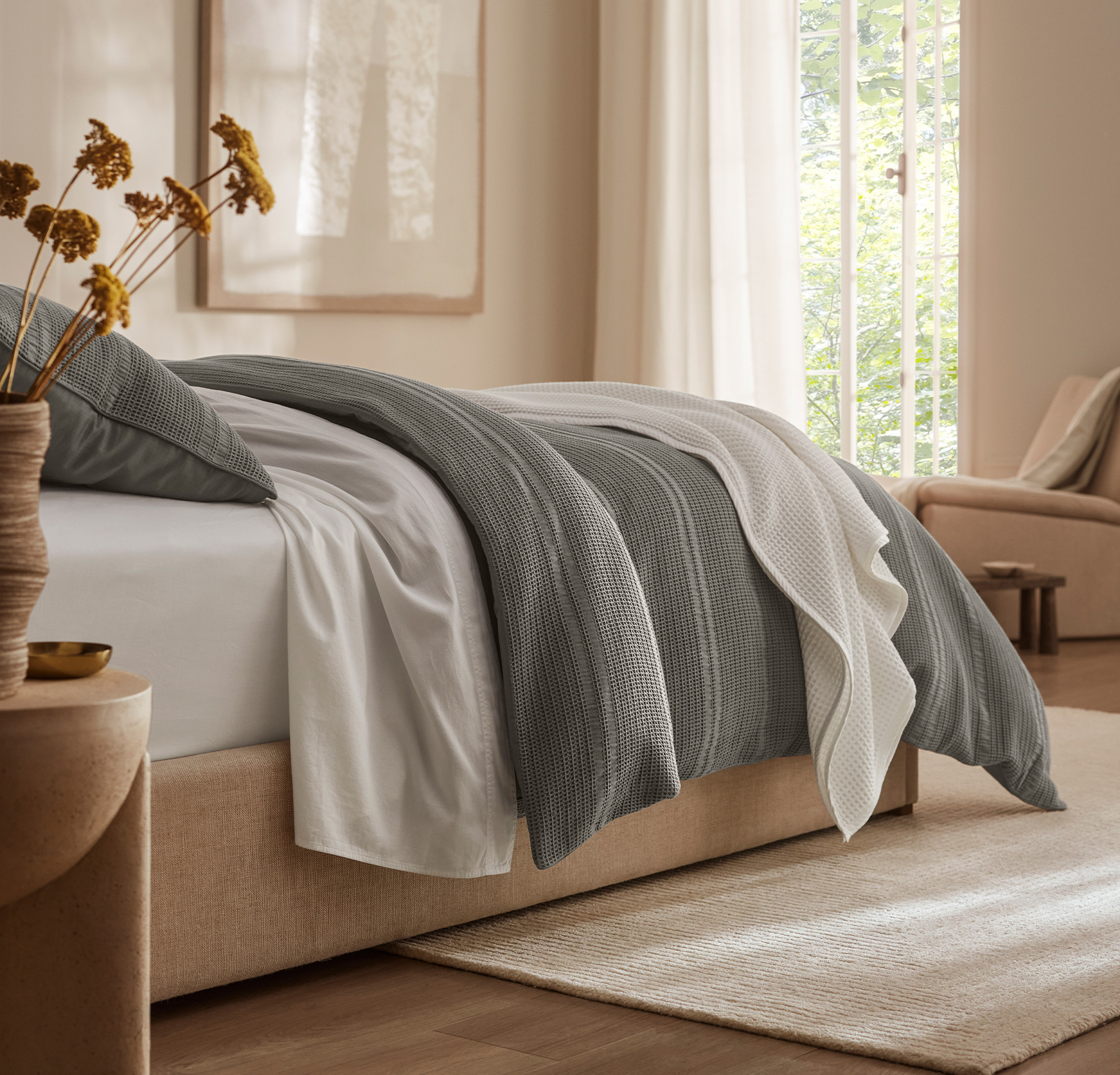 Stone_WaffleDobby_DuvetSet_Lifestyle2_05172024 (1).jpg Textured Duvet Starter Bundle - Slide 10