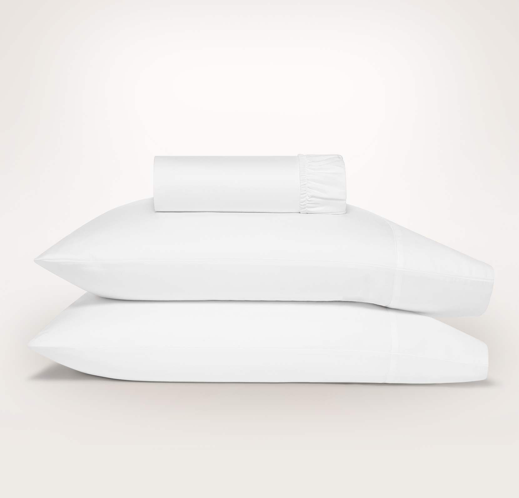 The Signature "No Flat Sheet" Sheet Set - White - Side Stack