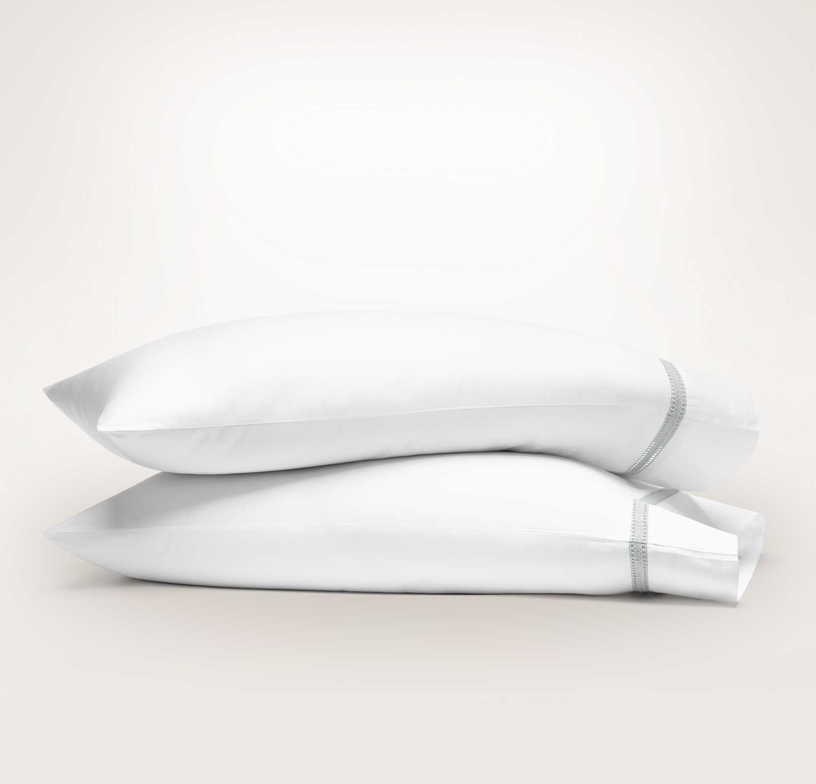 Signature Eyelet Pillowcase Set - White/Shore - Overhead