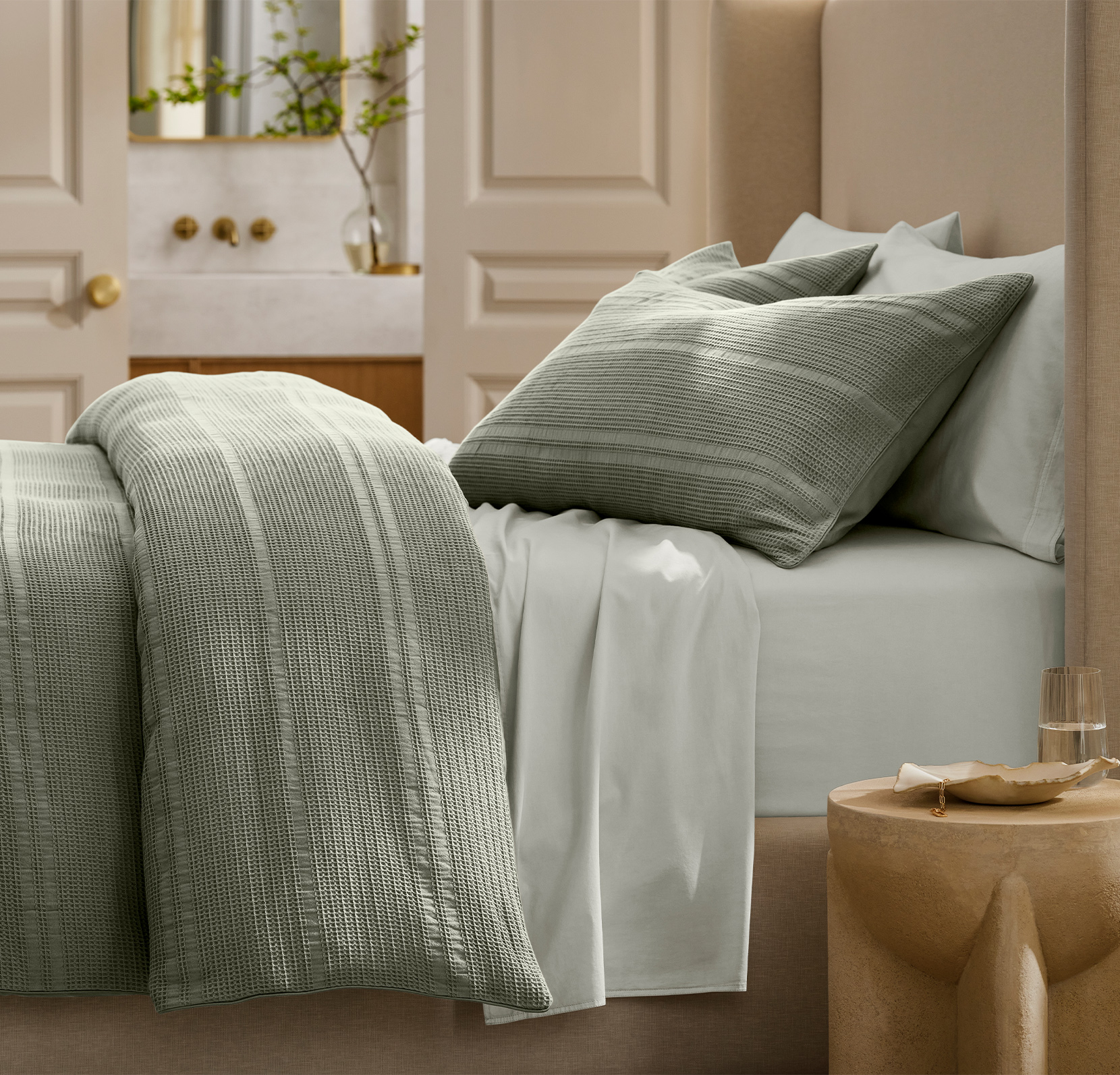 Sageleaf_WaffleDobby_DuvetSet_Lifestyle2_04222024 (1).jpg Textured Duvet Starter Bundle - Slide 14