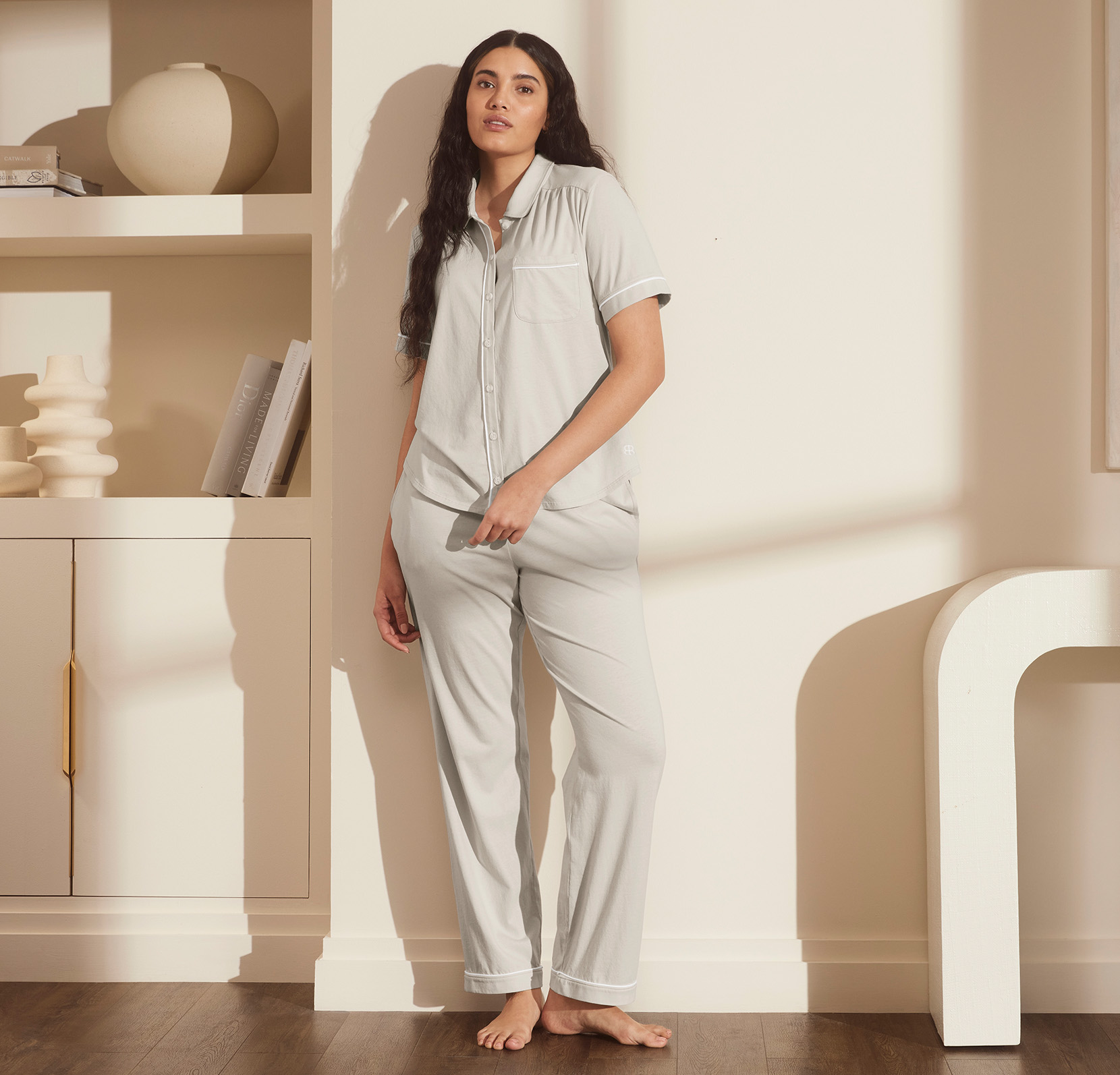 Relaxed Livin' White Waffle Knit High-Waisted Lounge Pants