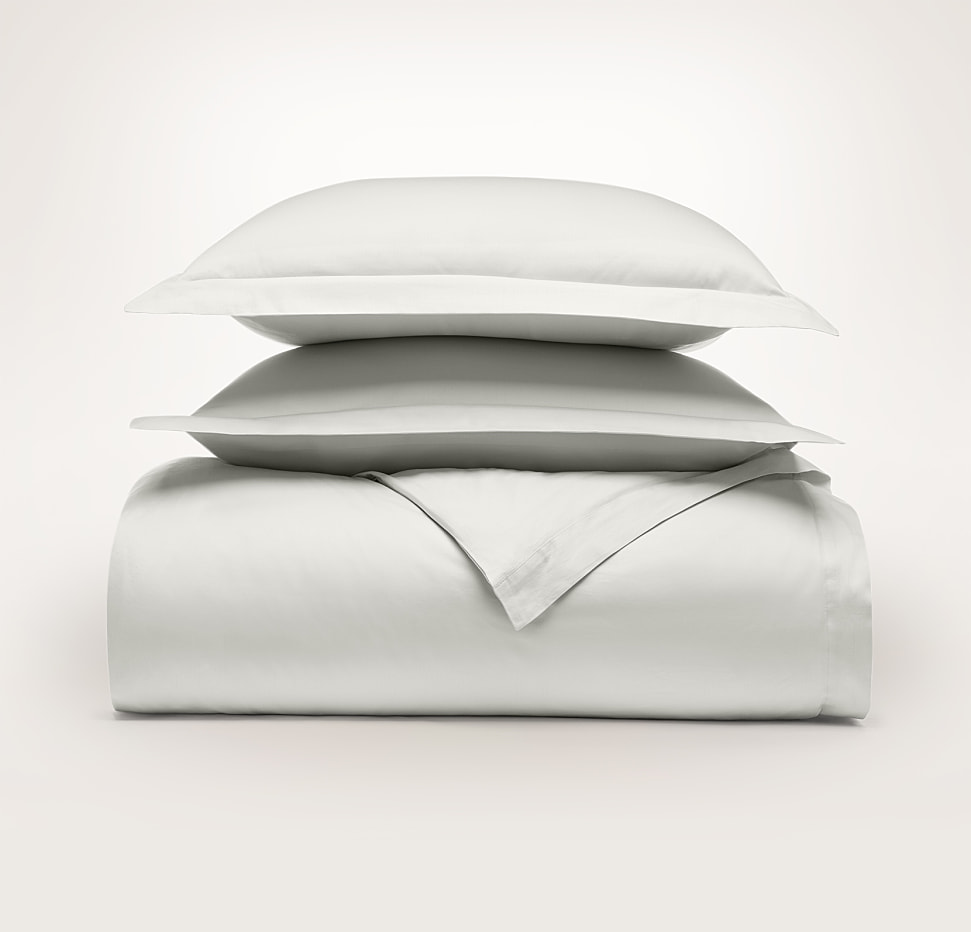 Signature Hemmed Duvet Set - Mist - Stack