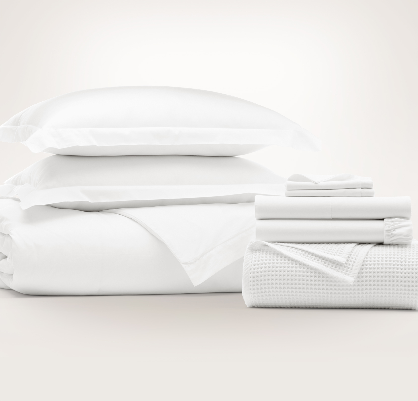 The Signature Starter & Waffle Bed Bundle - White - Overhead
