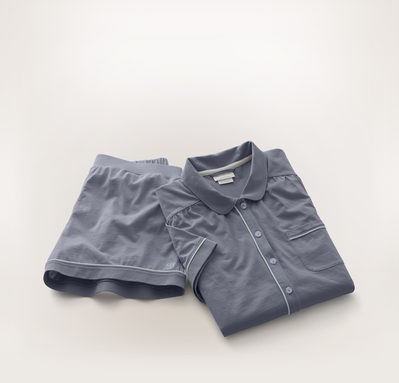 Women's Soft Knit Short Sleeve & Shorts Pajama Set - Mineral - Overhead