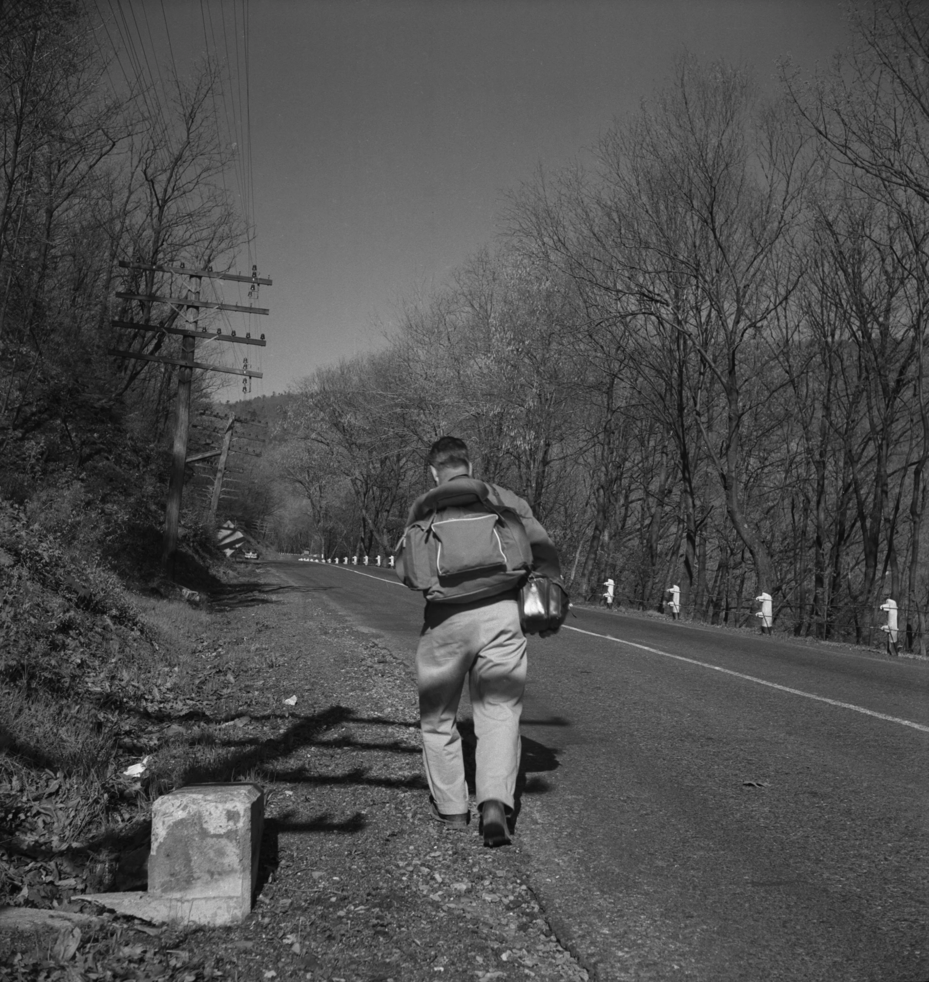 Left: Todd walking in Pennsylvania (Self Portrait), 1955 Right: Self Portrait with Scooter, Oregon, 1956