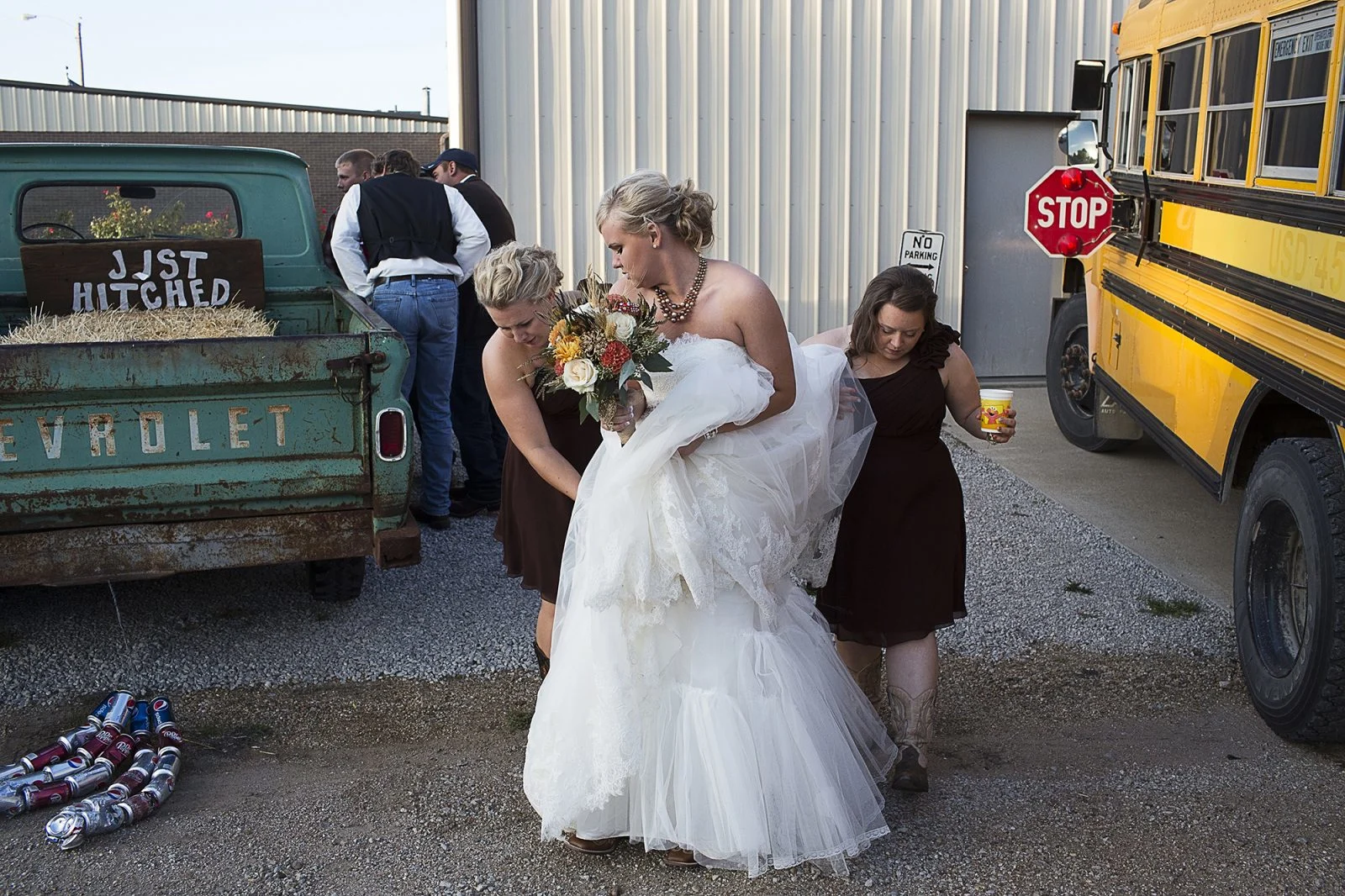 Kelly Freeman Arriving to Her Wedding Reception. Dubois, Kansas, United States, 5th of October 2013.