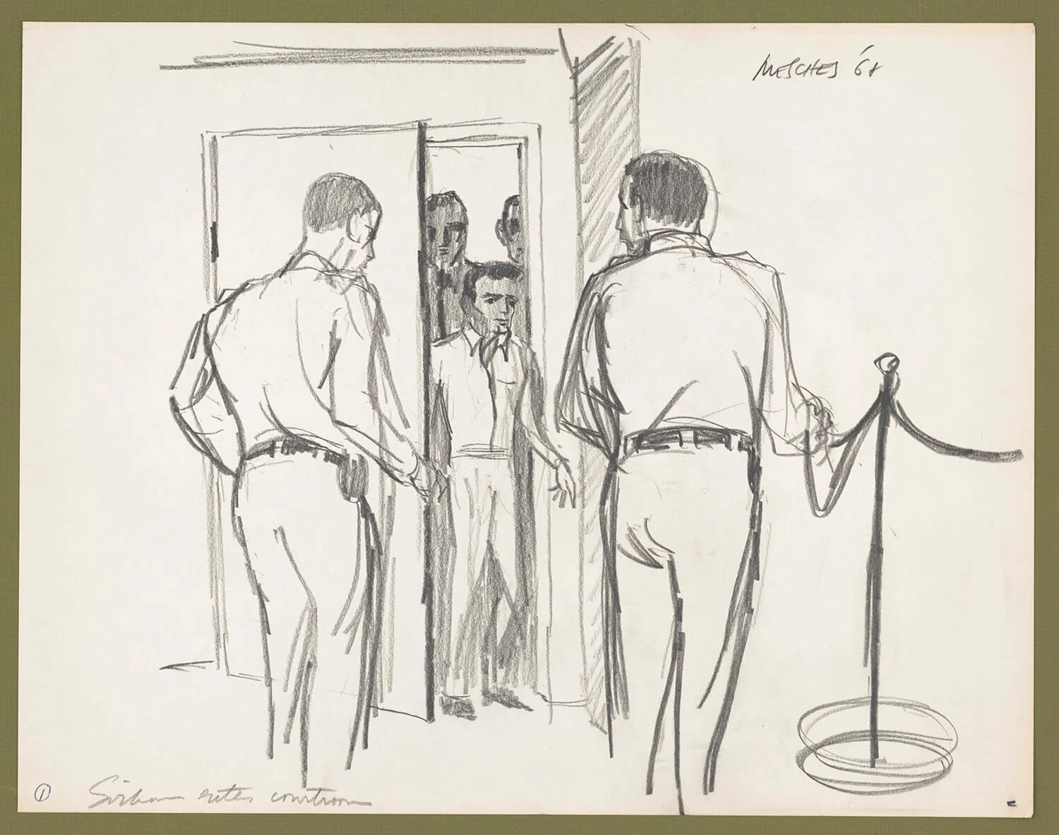 Sirhan enters courtroom, 1968. Image courtesy Arnold Meches / Library of Congress, Prints & Photographs Division