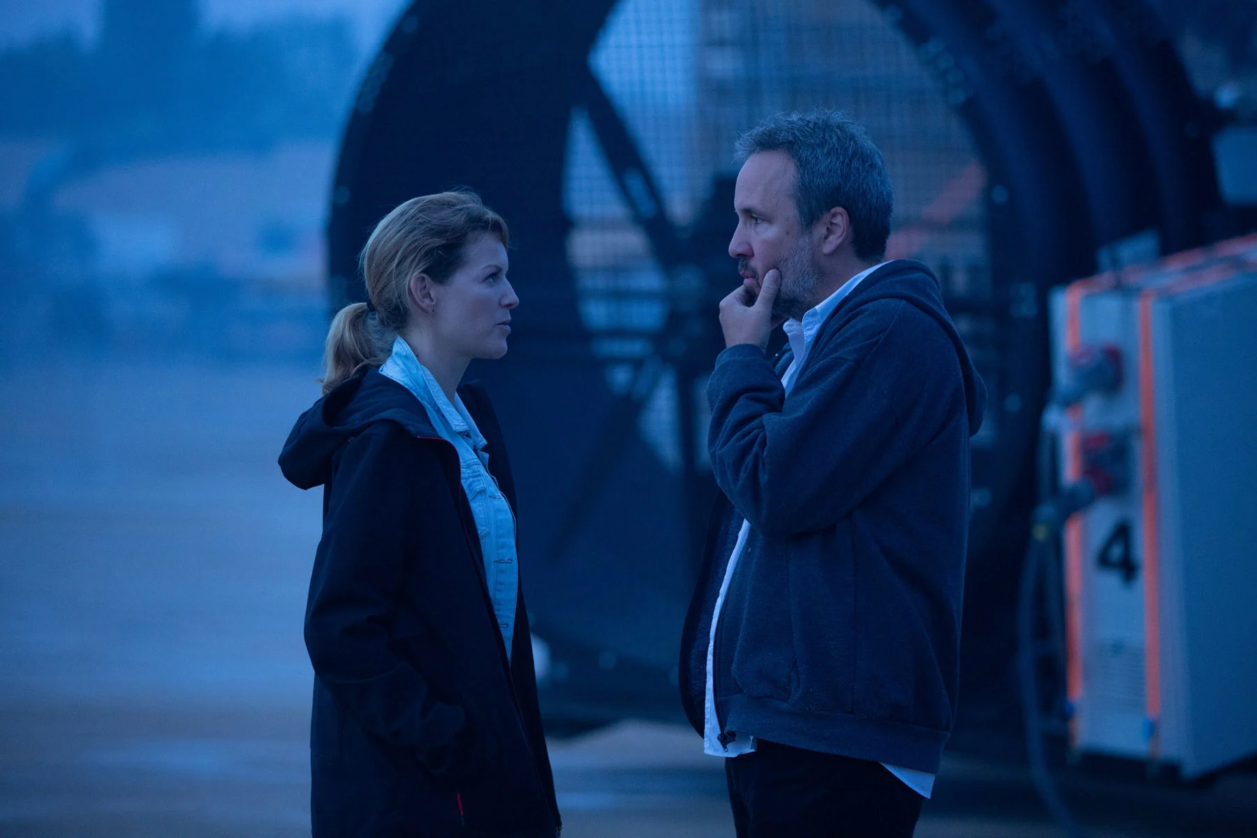 Director/co-writer/producer DENIS VILLENEUVE and Executive Producer TANYA LAPOINTE on the set of Warner Bros. Pictures’ and Legendary Pictures’ action