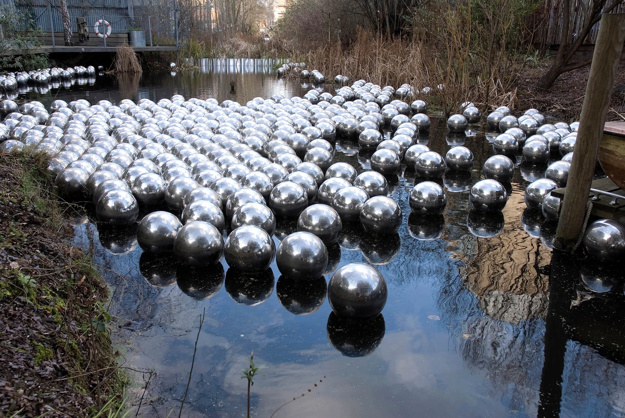 Narcissus Garden, 1966. Installation View at Victoria Miro, 2008. Stainless steel spheres, set of 800