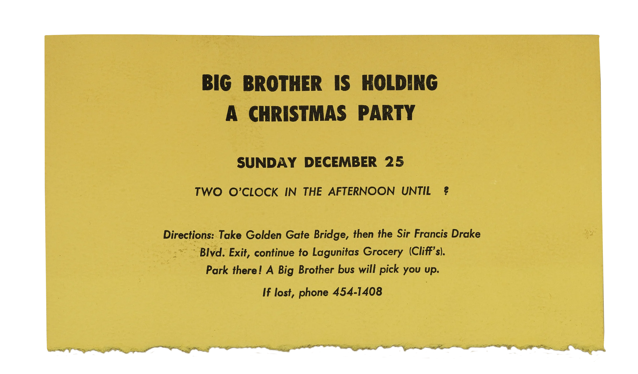Big Brother Christmas party invitation. Copyright © Fantality Corp.