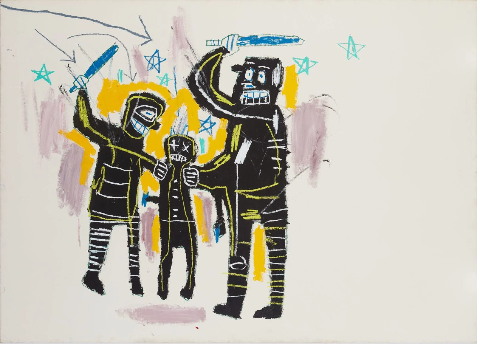 Michel Basquiat, Untitled (World Famous Vol. 1. Thesis), 1983. © The Estate of Jean-Michel Basquiat, Crayon on paper, Framed and glazed. Jailbirds, 1983. © The Estate of Jean-Michel Basquiat