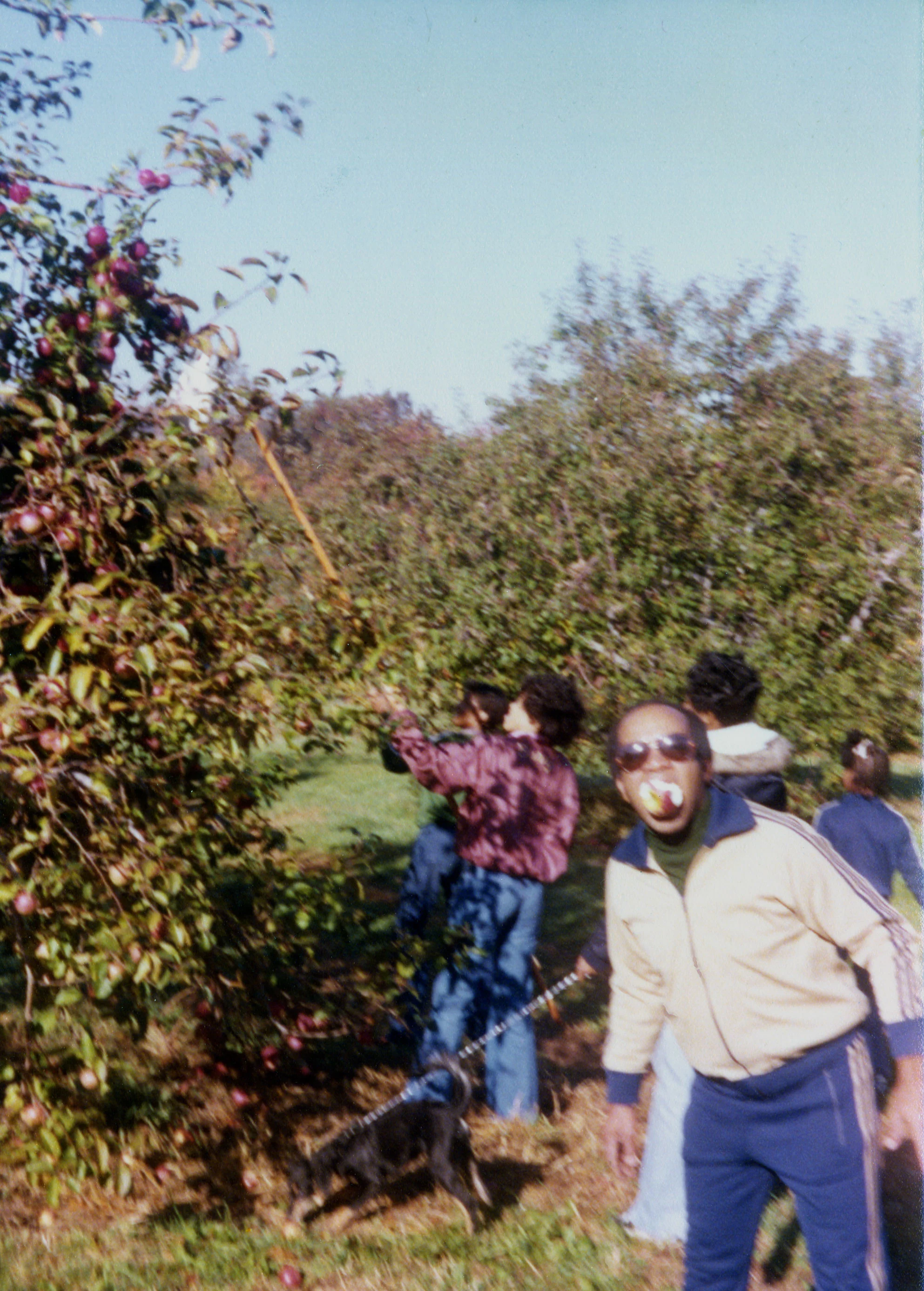 Gerard joking around during a trip to pick apples in Upstate New York. Their dog, Ginger, can be seen in the background. Lisane describes their father as “very much a joker, prankster, kind of mischievous guy.