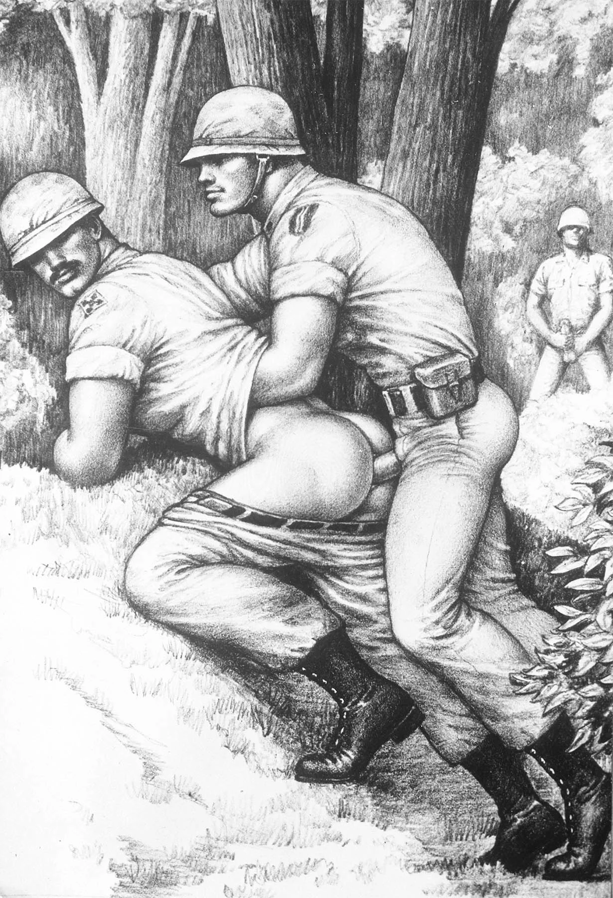 Untitled (Leather Brotherhood), 1980 Graphite on paper © Tom of Finland Foundation