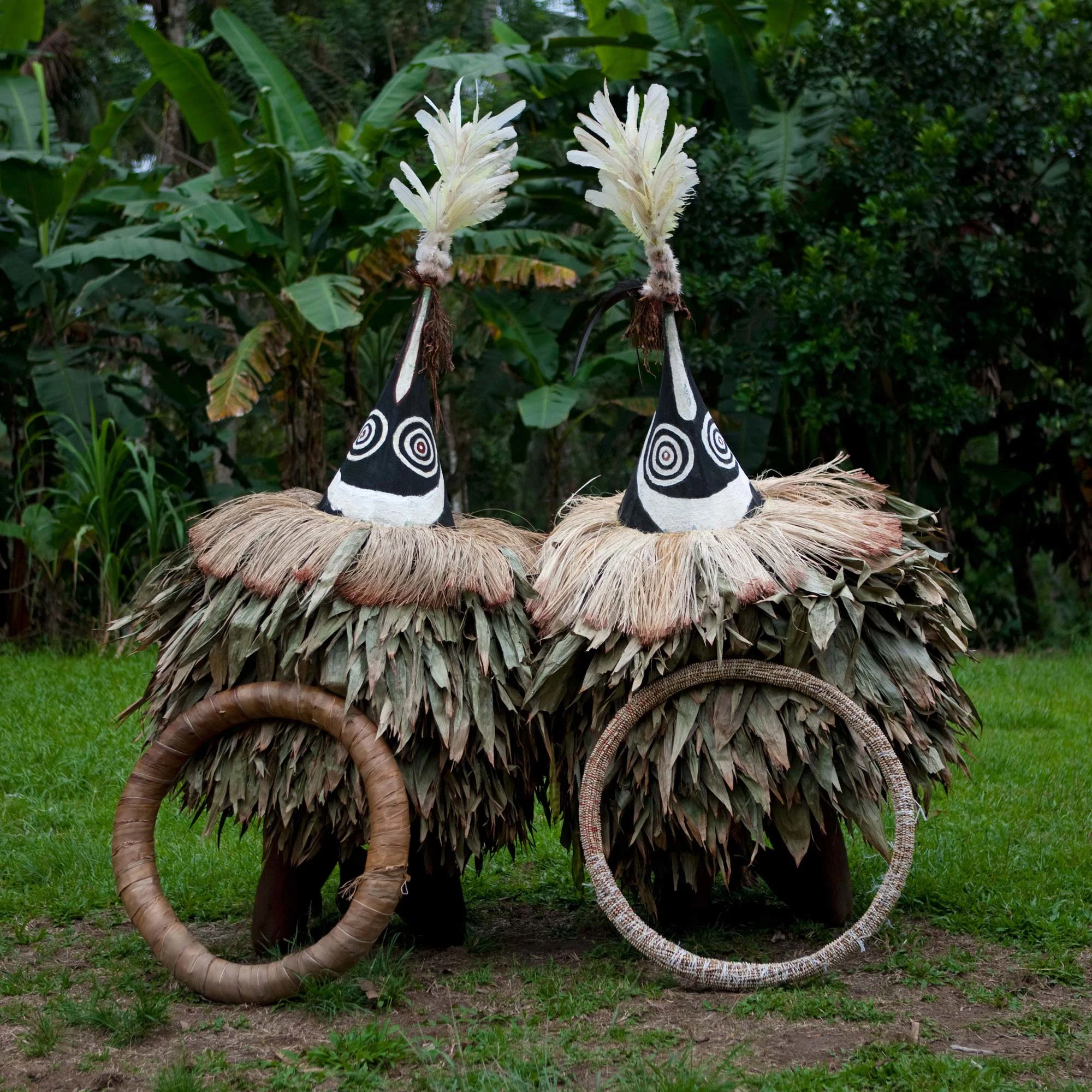 Tubuan Dance With Duk Duk Giant Masks, Rabaul, East New Britain, Papua New Guinea. ERIC LAFFORGUE / Alamy Stock Photo