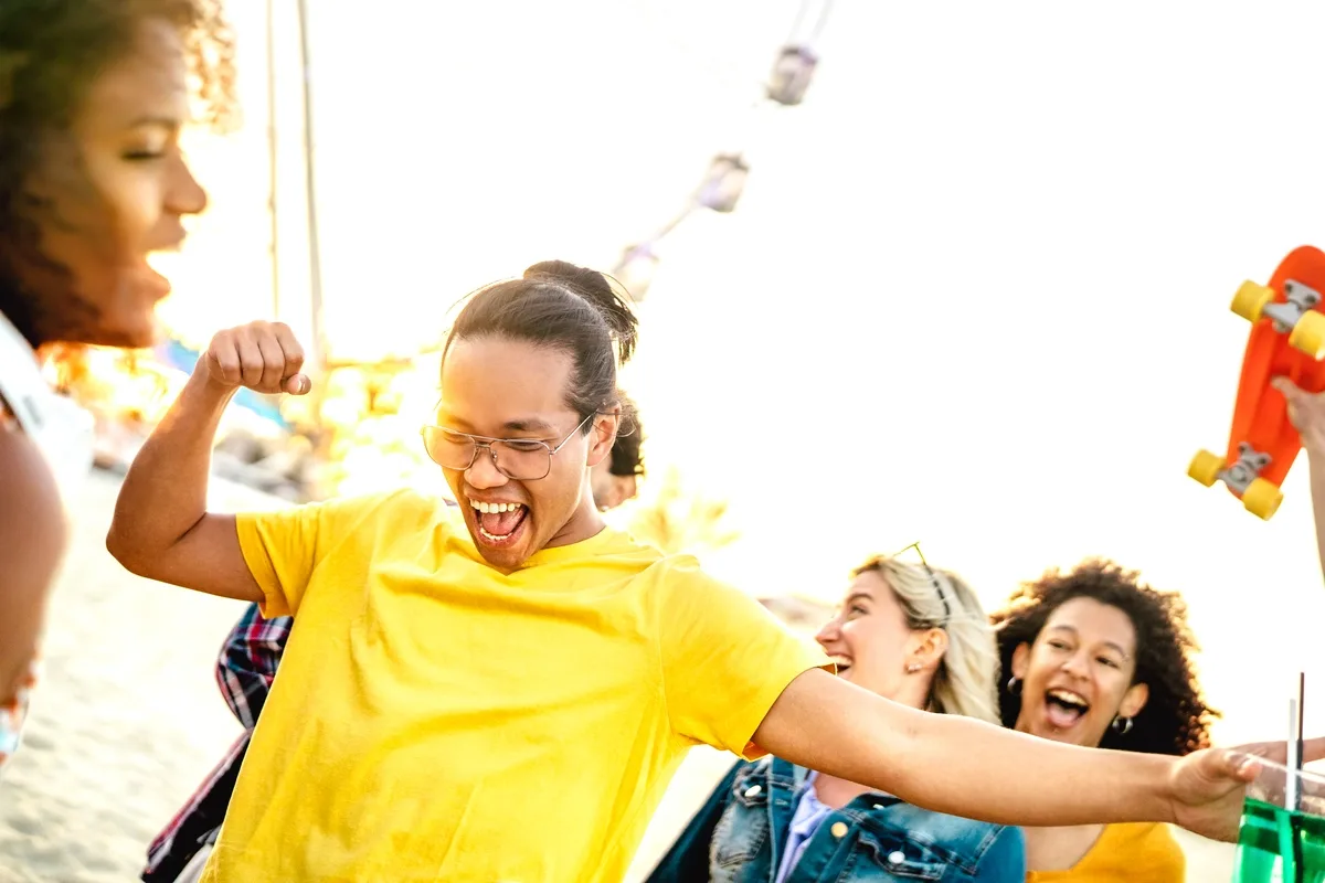 Fentanyl Addiction: Friends having fun at the Santa Monica Pier