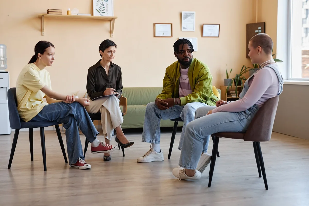 Internet Addiction: Group of friends supporting one another