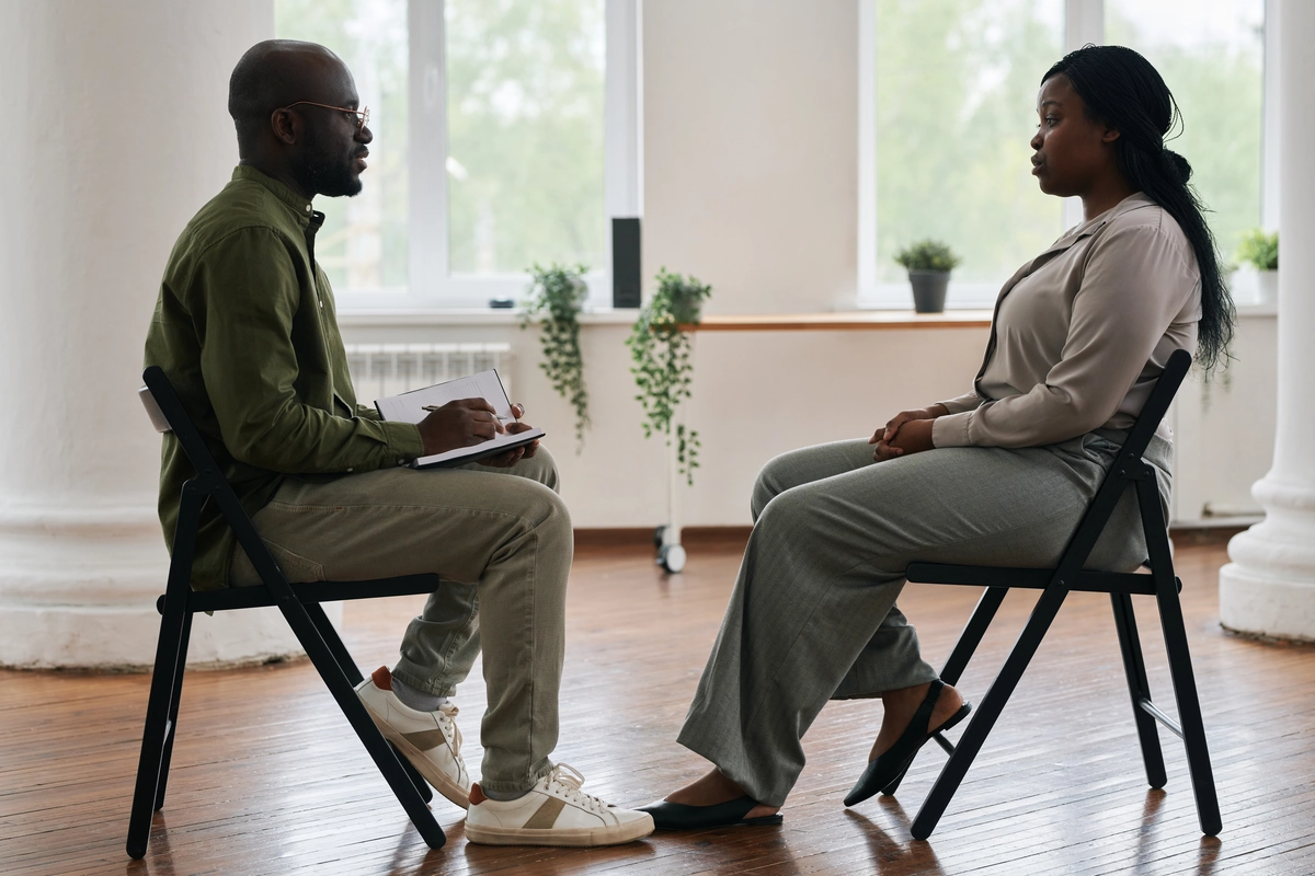 CBT: Doctor speaking to a patient