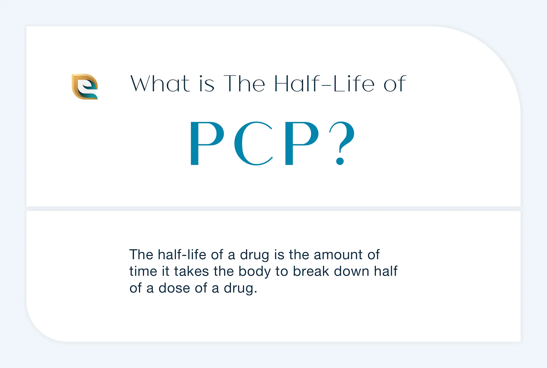 What is the half life of PCP? This image describes the half life of PCP