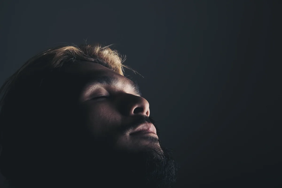 Sex Addiction: Man sitting alone in his rom Sex Addiction: Man sitting alone in his rom