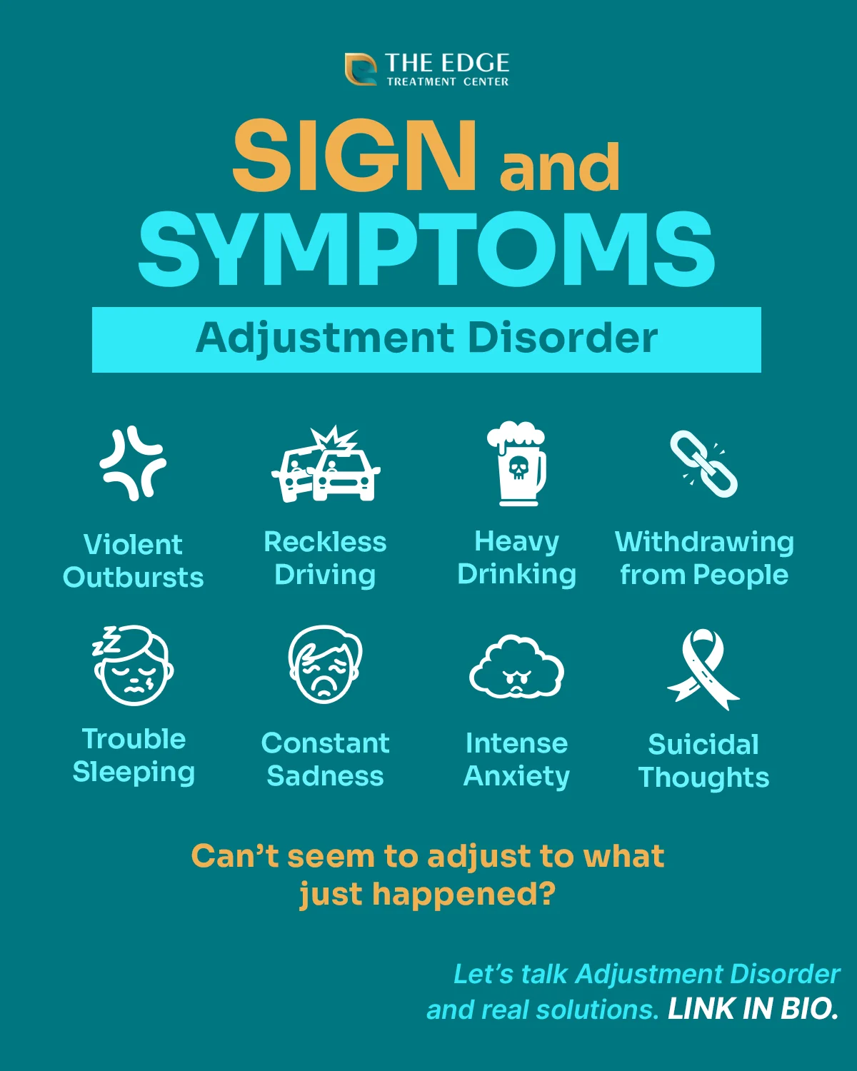 Adjustment Disorder signs and symptoms infographic
