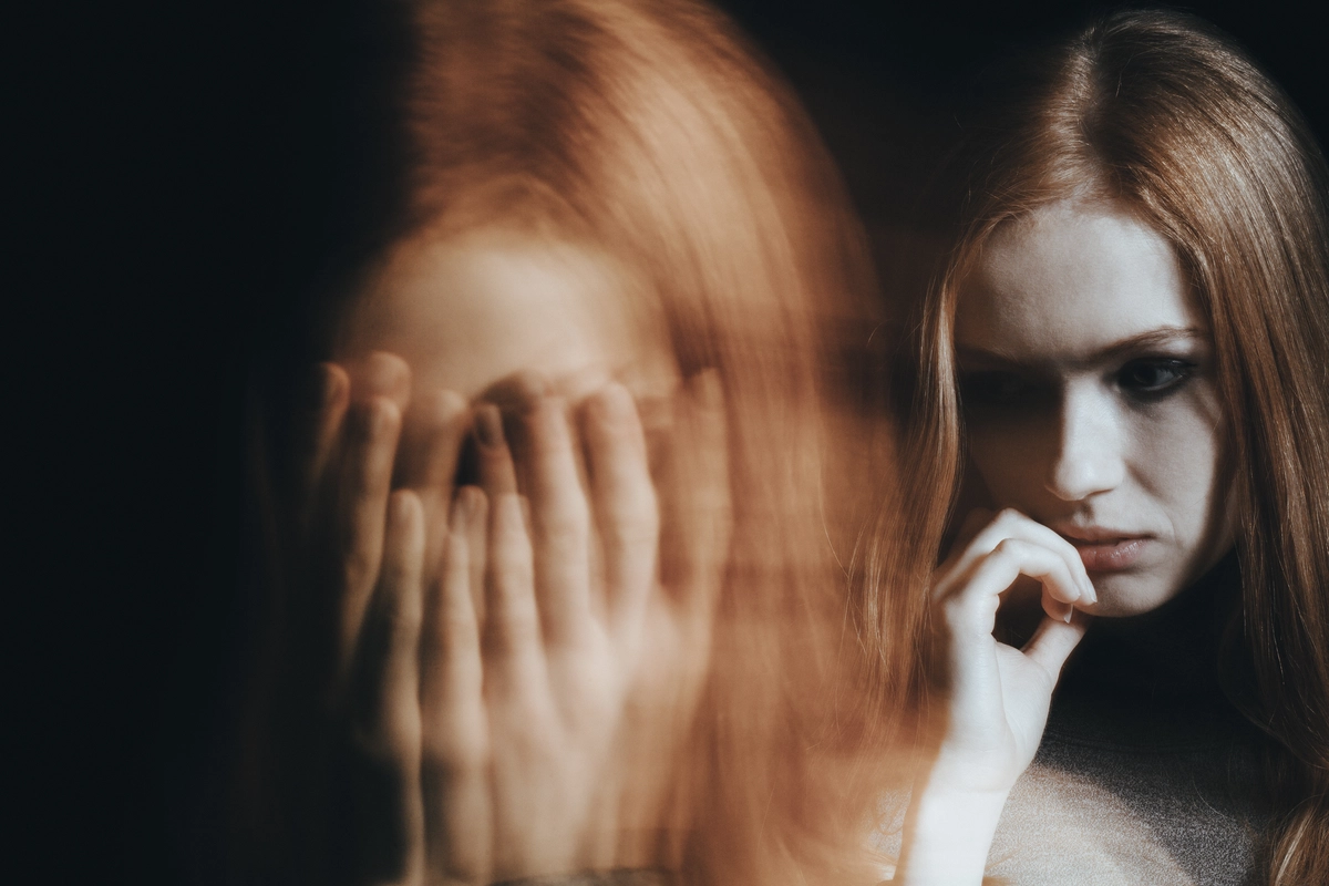 Residual Schizophrenia Affecting Scared Woman